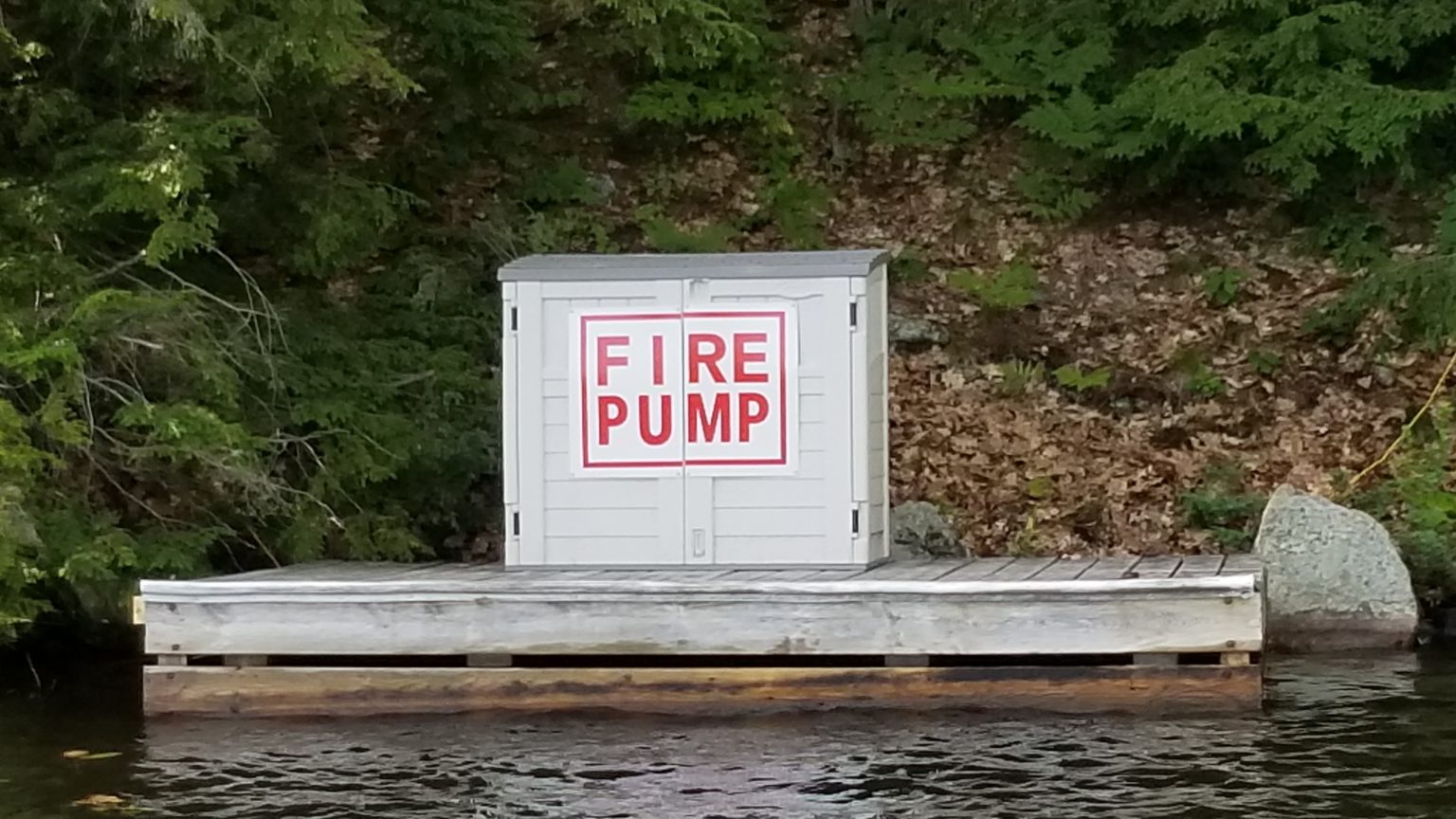Fire pump box at a dock location
